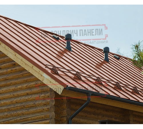 Фальц двойной стоячий Line 0,5 Velur RAL8004 терракота с пленкой на замках