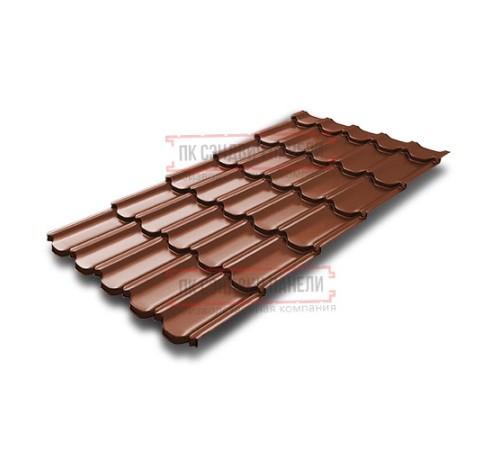 Металлочерепица Квинта плюс 3D RAL8004 Drap-0,45
