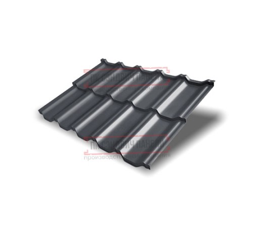 Металлочерепица модульная Квинта Uno 3D RAL7024 Drap-0,45