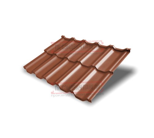 Металлочерепица модульная Квинта Uno 3D RAL8004 Drap-0,45