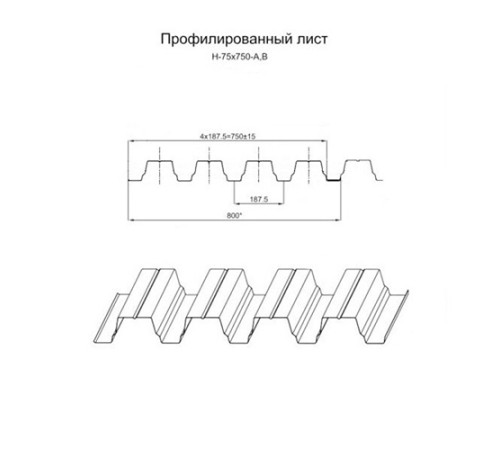 Профнастил Н75-750 Оцинкованный-0.7