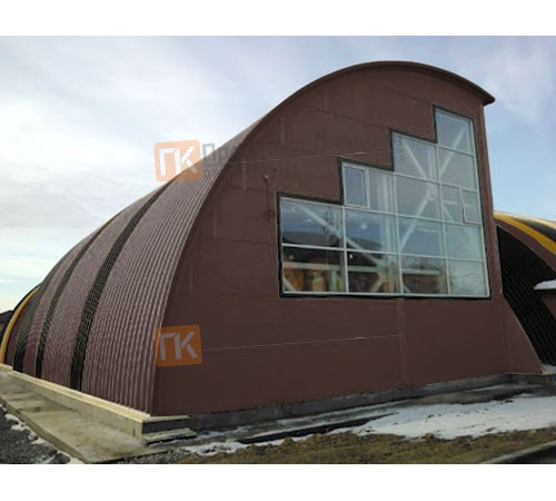 Сэндвич-панели арочные с пенополиуретаном, ширина 1200 мм, толщина 80 мм, 0.5/0.5, RAL8017