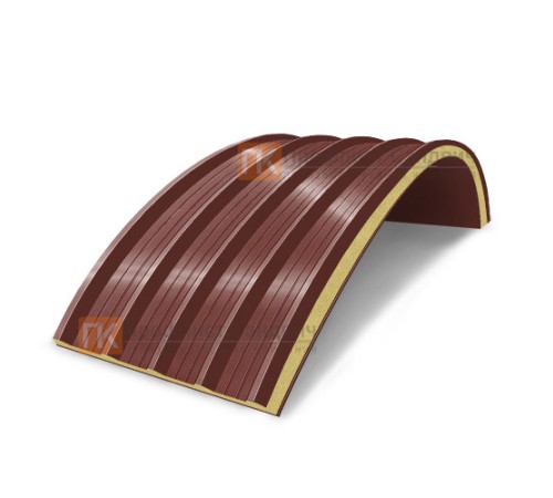 Сэндвич-панели арочные с пенополиуретаном, ширина 1000 мм, толщина 120 мм, 0.5/0.5, RAL3009