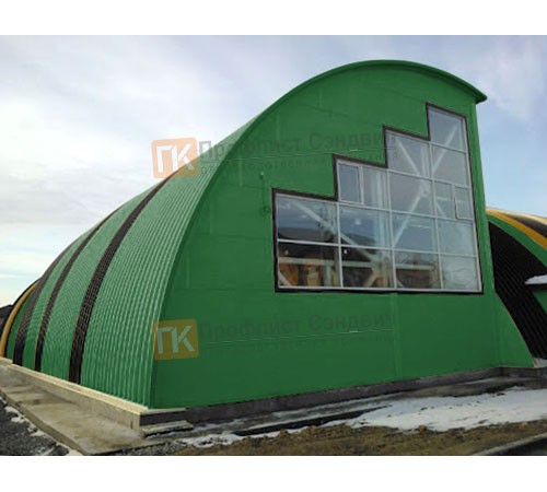 Сэндвич-панели арочные с пенополистиролом, ширина 1200 мм, толщина 20 мм, 0.5/0.5, RAL6002