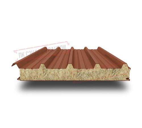 Сэндвич панели кровельные с минеральной ватой, ширина 1200 мм, толщина 150 мм, 0.5/0.5, RAL 8004