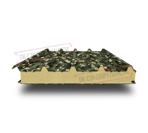 Сэндвич панели кровельные с пенополиуретаном, ширина 1200 мм, толщина 80 мм, 0.5/0.5, милитари