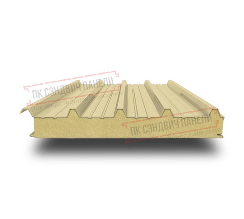 Сэндвич панели кровельные с пенополиуретаном, ширина 1200 мм, толщина 100 мм, 0.5/0.5, RAL1014