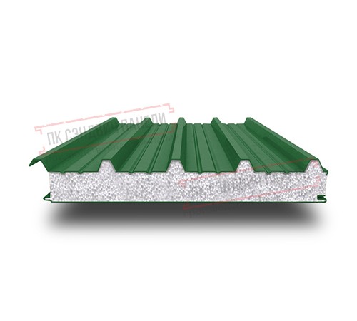 Сэндвич панели кровельные с пенополистиролом, ширина 1000 мм, толщина 10 мм, 0.5/0.5, RAL6002