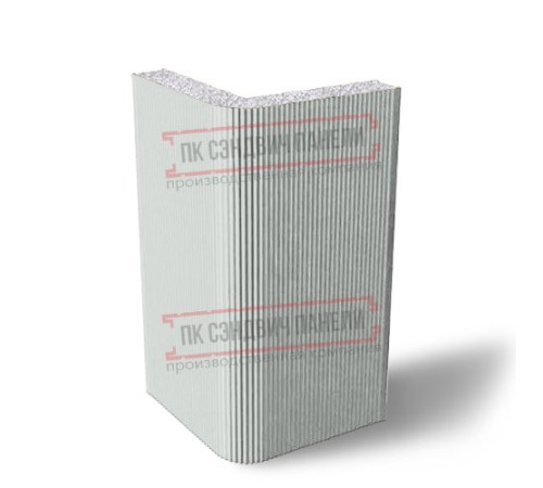 Угловая сэндвич-панель вертикальная из пенополистирола, 0.5/0.5, ширина 1200 мм, толщина 40 мм, RAL7047