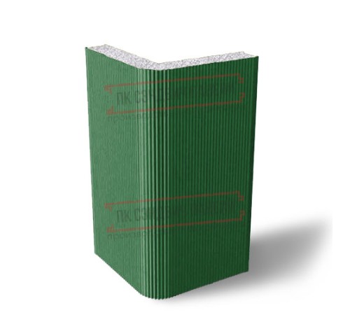 Угловая сэндвич-панель вертикальная из пенополистирола, 0.5/0.5, ширина 1200 мм, толщина 30 мм, RAL6002