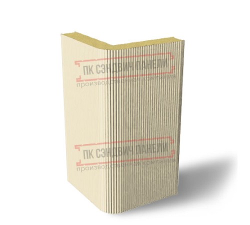 Угловая сэндвич-панель вертикальная из пенополиизоцианурата, 0.5/0.5, ширина 1200 мм, толщина 10 мм, RAL1015