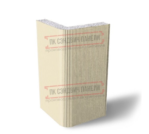 Угловая сэндвич-панель вертикальная из пенополистирола, 0.5/0.5, ширина 1000 мм, толщина 10 мм, RAL1015