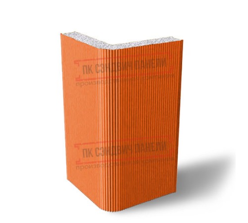 Угловая сэндвич-панель вертикальная из пенополистирола, 0.5/0.5, ширина 1000 мм, толщина 30 мм, RAL2004