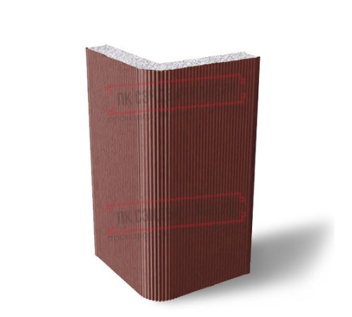 Угловая сэндвич-панель вертикальная из пенополистирола, 0.5/0.5, ширина 1200 мм, толщина 100 мм, RAL3009