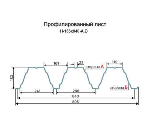 Профнастил Н153-840 Оцинкованный-0,8