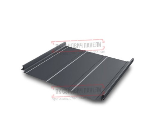 Кликфальц Pro Line 0,5 GreenCoat PuRALMatt RR23 темно-серый (RAL7024 мокрый асфальт) с пленкой на замках