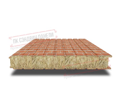 Сэндвич панели стеновые с минеральной ватой, ширина 1200 мм, толщина 200 мм, 0.5/0.5, кирпичная кладка
