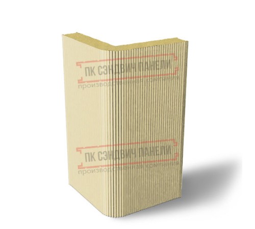 Угловая сэндвич-панель вертикальная из пенополиизоцианурата, 0.5/0.5, ширина 1000 мм, толщина 40 мм, RAL1014