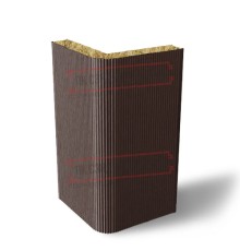 Угловая сэндвич-панель вертикальная из минеральной ваты, 0.5/0.5, ширина 1200 мм, толщина 30 мм, RAL8017