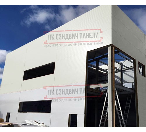 Угловая сэндвич-панель вертикальная из пенополиуретана, 0.5/0.5, ширина 1200 мм, толщина 50 мм, RAL9002