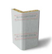 Угловая сэндвич-панель вертикальная из минеральной ваты, 0.5/0.5, ширина 1200 мм, толщина 30 мм, RAL7035