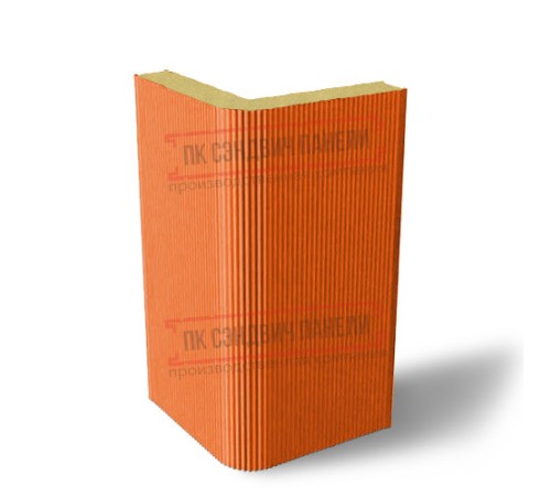 Угловая сэндвич-панель вертикальная из пенополиизоцианурата, 0.5/0.5, ширина 1000 мм, толщина 20 мм, RAL2004