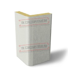Угловая сэндвич-панель вертикальная из пенополиизоцианурата, 0.5/0.5, ширина 1200 мм, толщина 30 мм, RAL9002