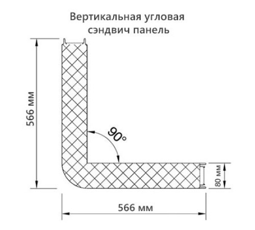 Угловая сэндвич-панель вертикальная из пенополиуретана, 0.5/0.5, ширина 1200 мм, толщина 80 мм, RAL6018