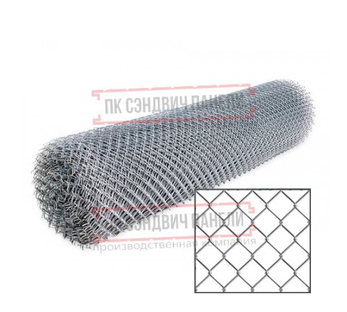 Сетка рабица оцинкованная 1,5x10 м, ячейка 60x60x1,6.