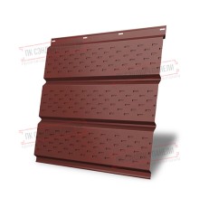 Софит металлический полная перфорация 0,5 GreenCoat Pural matt с пленкой RR 29 красный (RAL 3009 оксидно-красный)